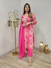 SHADES OF PINK FLORAL EMBROIDED PANT SUIT