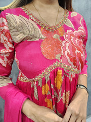 ILLIANA FLORAL PRINT CENTRE SLIT INDO WESTERN DRESS