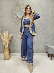 REHMAT BLUE EMBROIDERED CO-ORD SET