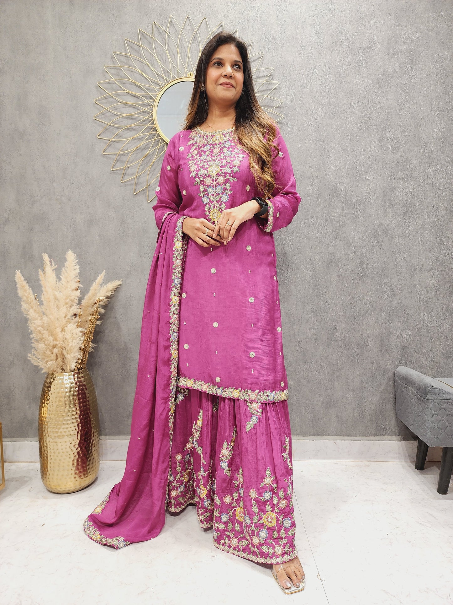 ARDAS ONION EMBROIDERED CHINON GARARA SET