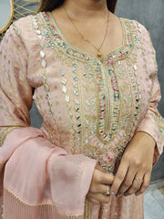 PEACH 3/4TH ANARKALI WITH SALWAR AND GOTAPATTI DETAILING