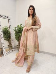 PEACH 3/4TH ANARKALI WITH SALWAR AND GOTAPATTI DETAILING