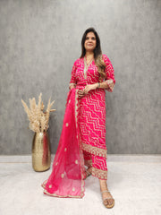 PINK EMBROIDED STRAIGHT PANT SUIT WITH ORGANZA DUPATTA