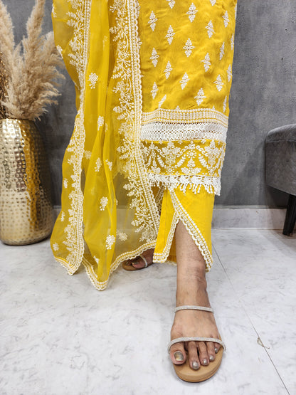 SANA YELLOW EMBROIDERED PAKISTANI SUIT