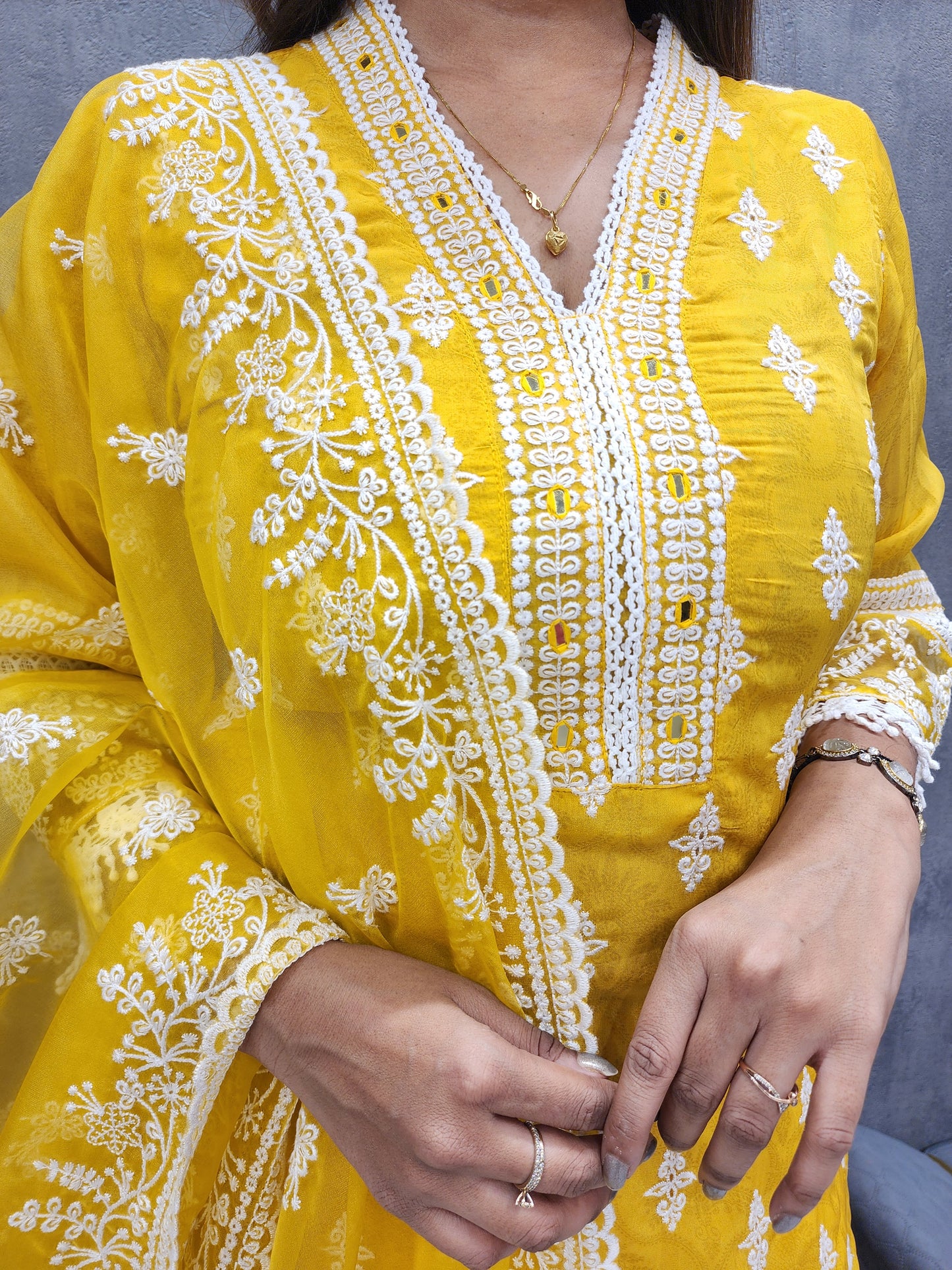 SANA YELLOW EMBROIDERED PAKISTANI SUIT