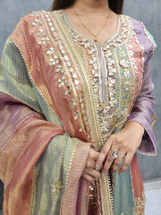 PURPLE SHORT ANARKALI WITH TULIP AND GOTAPATTI DETAILING