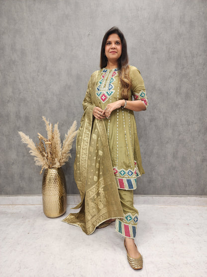 MEHENDI GREEN SALWAR SUIT WITH DUPATTA