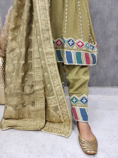 MEHENDI GREEN SALWAR SUIT WITH DUPATTA