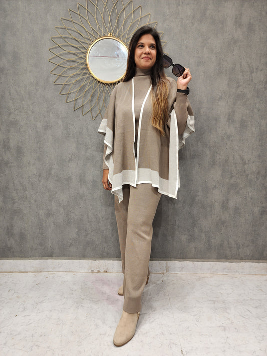 SCARLETT BROWN WOLLEN CO-ORD SET WITH STALL