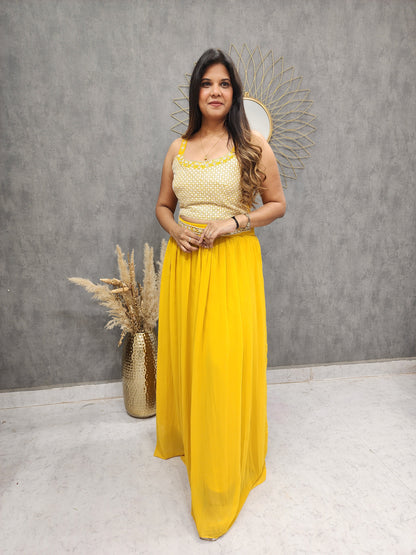 MUSTARD YELLOW 3PC INDO-WESTERN DRESS