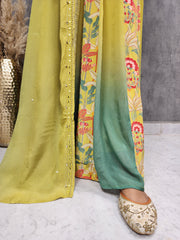 ASH LIME GREEN FLORAL EMBROIDED ANARKALI MAXI GOWN
