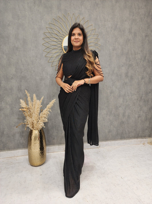 Black beats indo-western drape saree