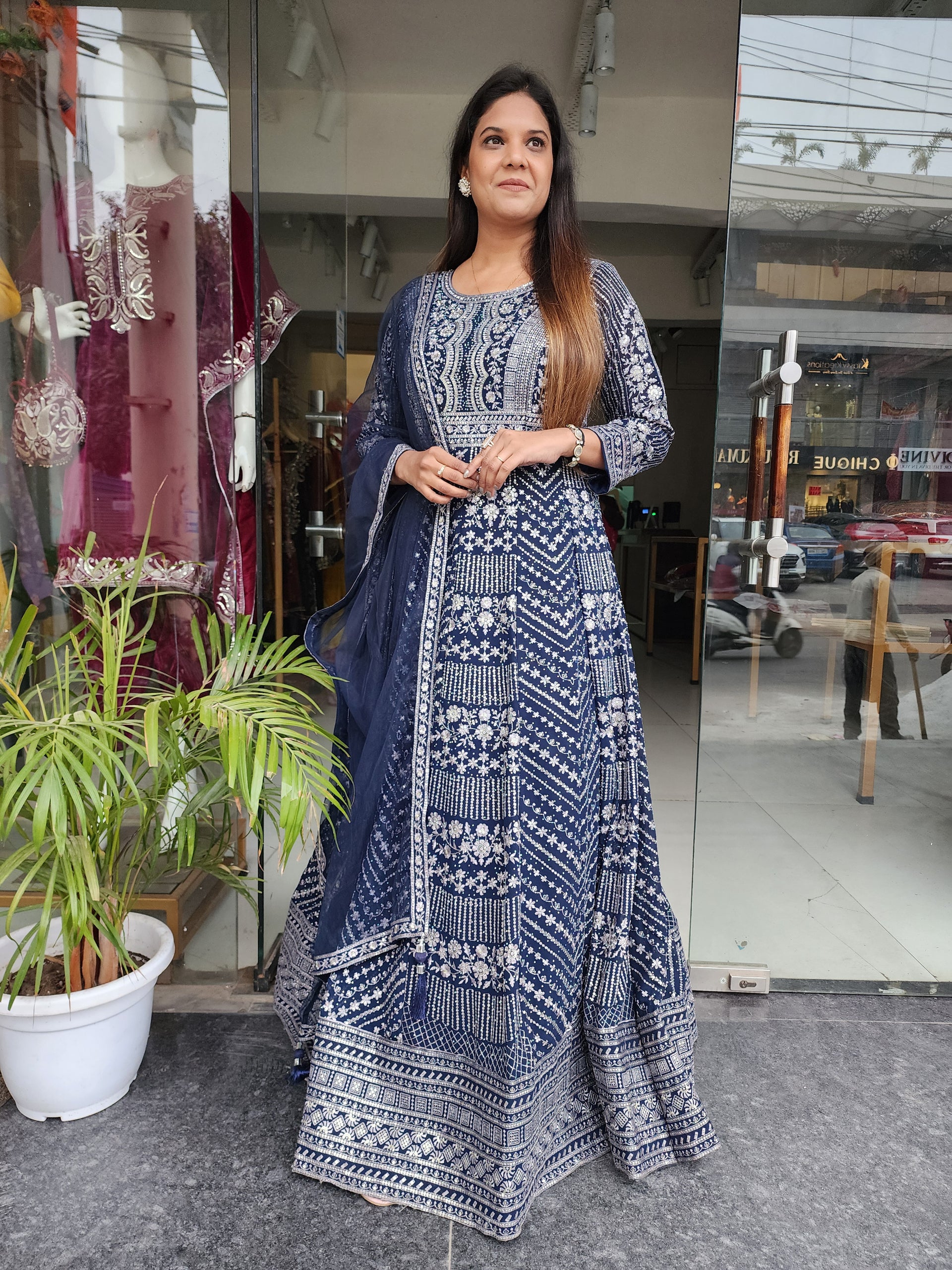 Heer blue embroidered maxi gown MODERNSAHIBA Heer blue embroidered maxi gown MODERNSAHIBA
