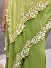 GREEN DOUBLE LAYER EMBROIDERED DIVIDER CO-ORD SET