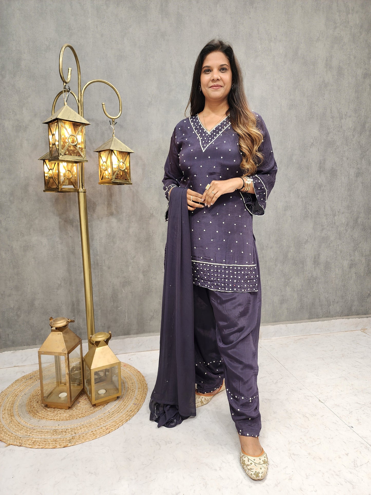 Dark wine pathani embroidered co-ord set