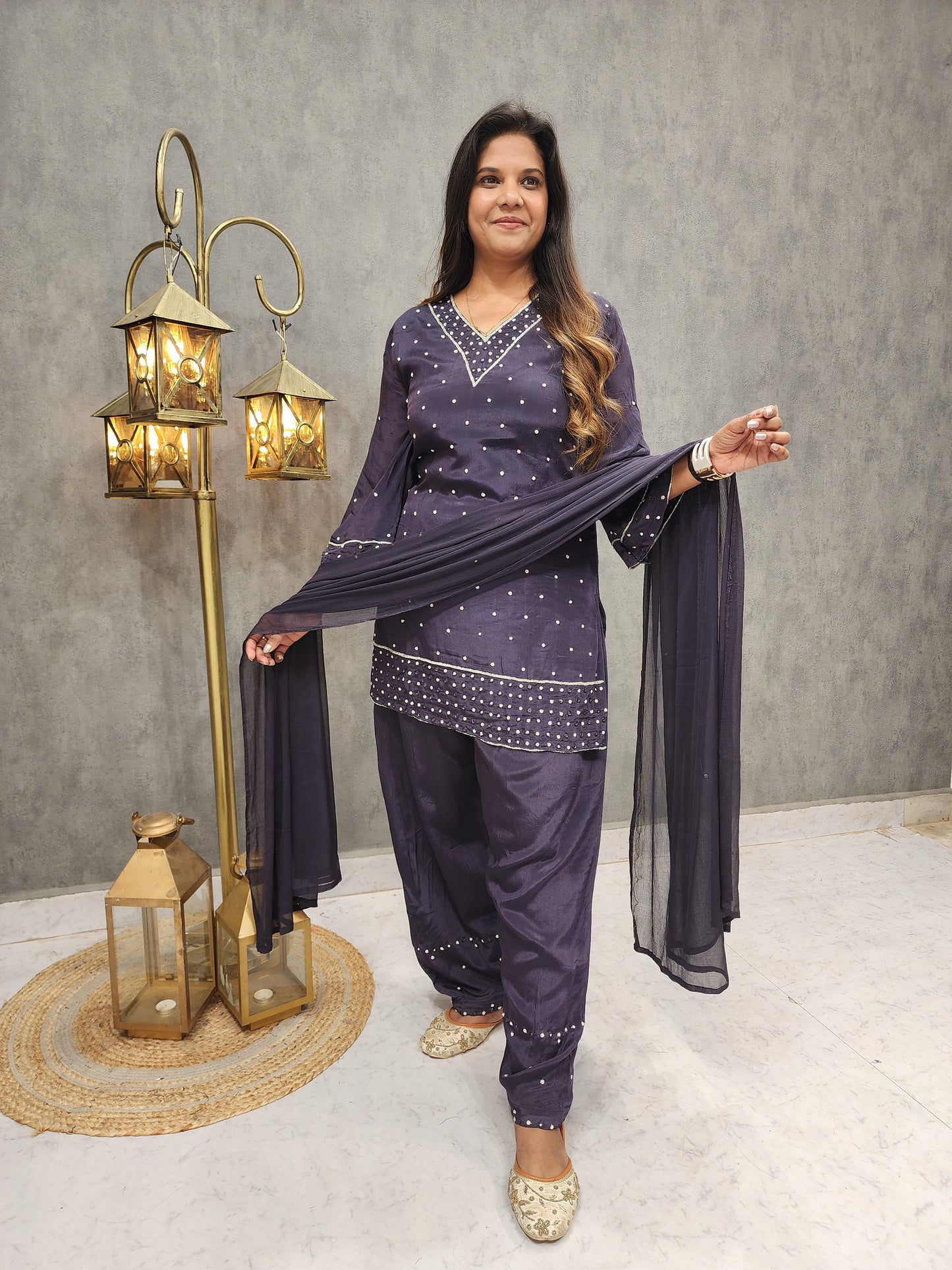 Dark wine pathani embroidered co-ord set