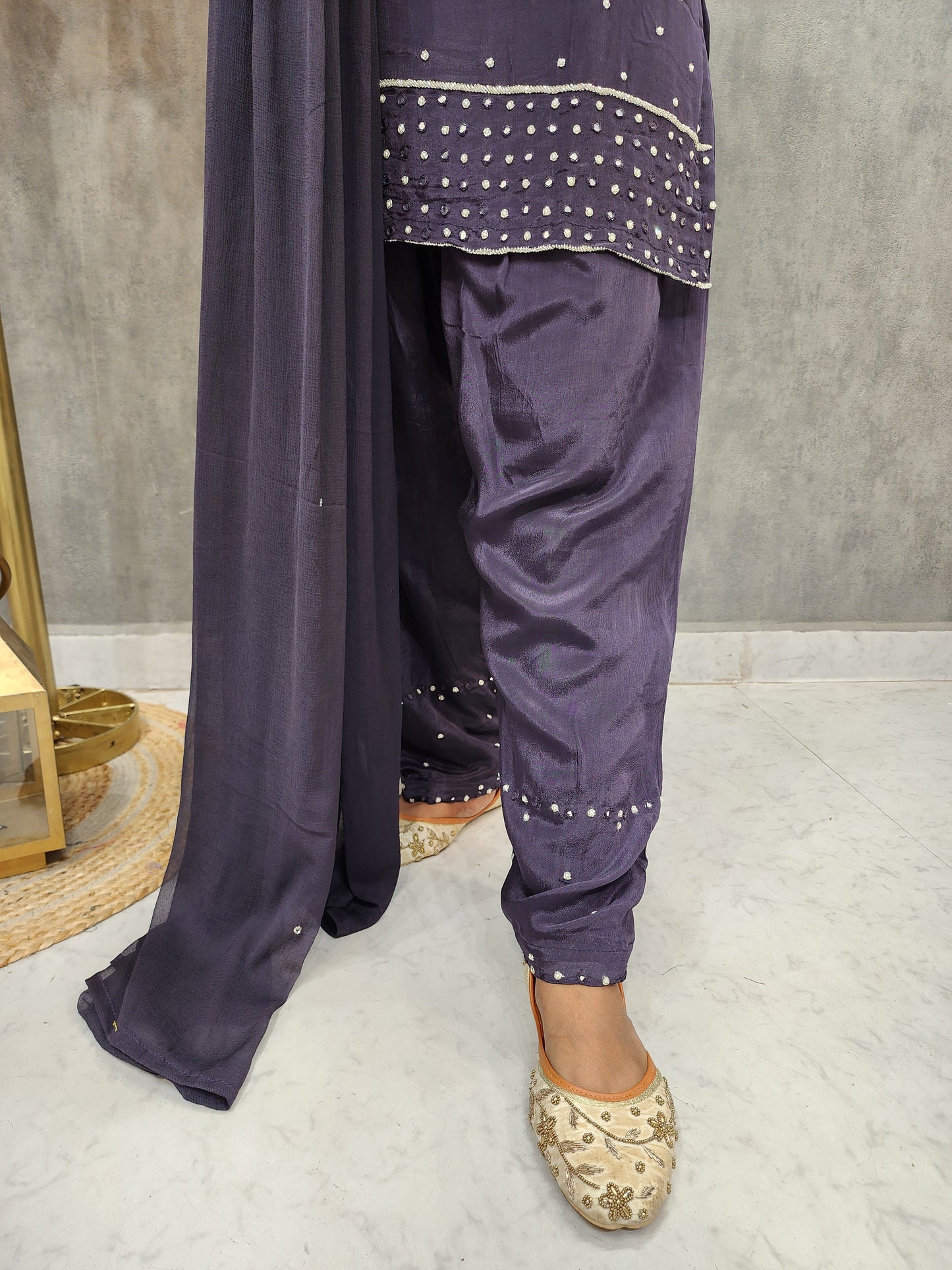 Dark wine pathani embroidered co-ord set