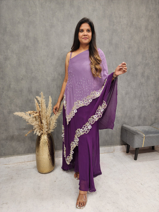 SHADES OF PURPLE DOUBLE LAYER INDOWESTERN DIVIDER DRESS