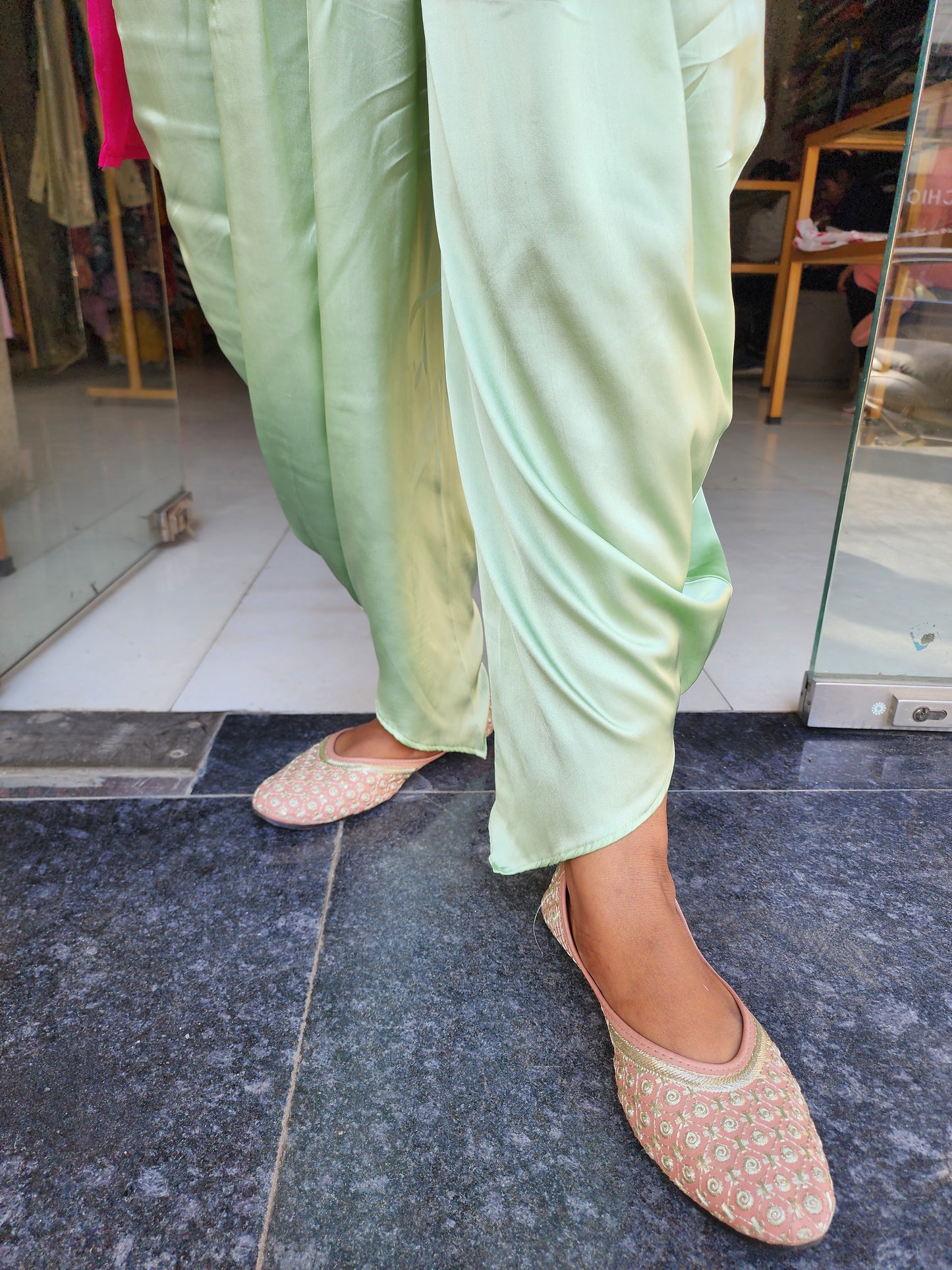 Alia hotpink with mint green tulip pant high low dress