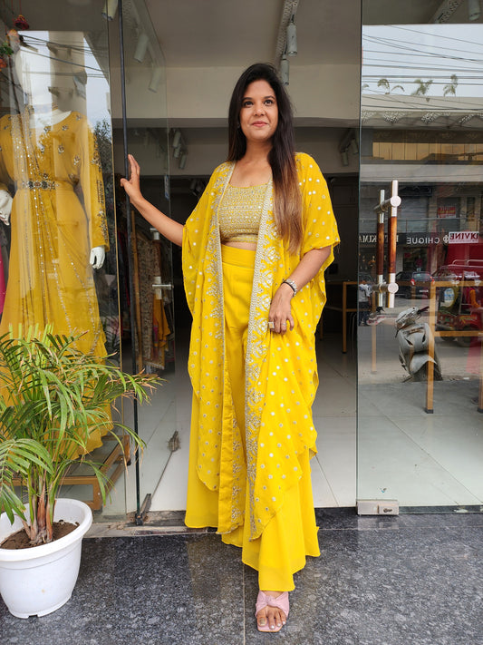 Premium Yellow Georgette Suit for Women,3pc Salwar Kameez, Readymade Salwar  Suit, Haldi Outfit , Pakistani Sharara, Indian Ethnic Dress - Etsy