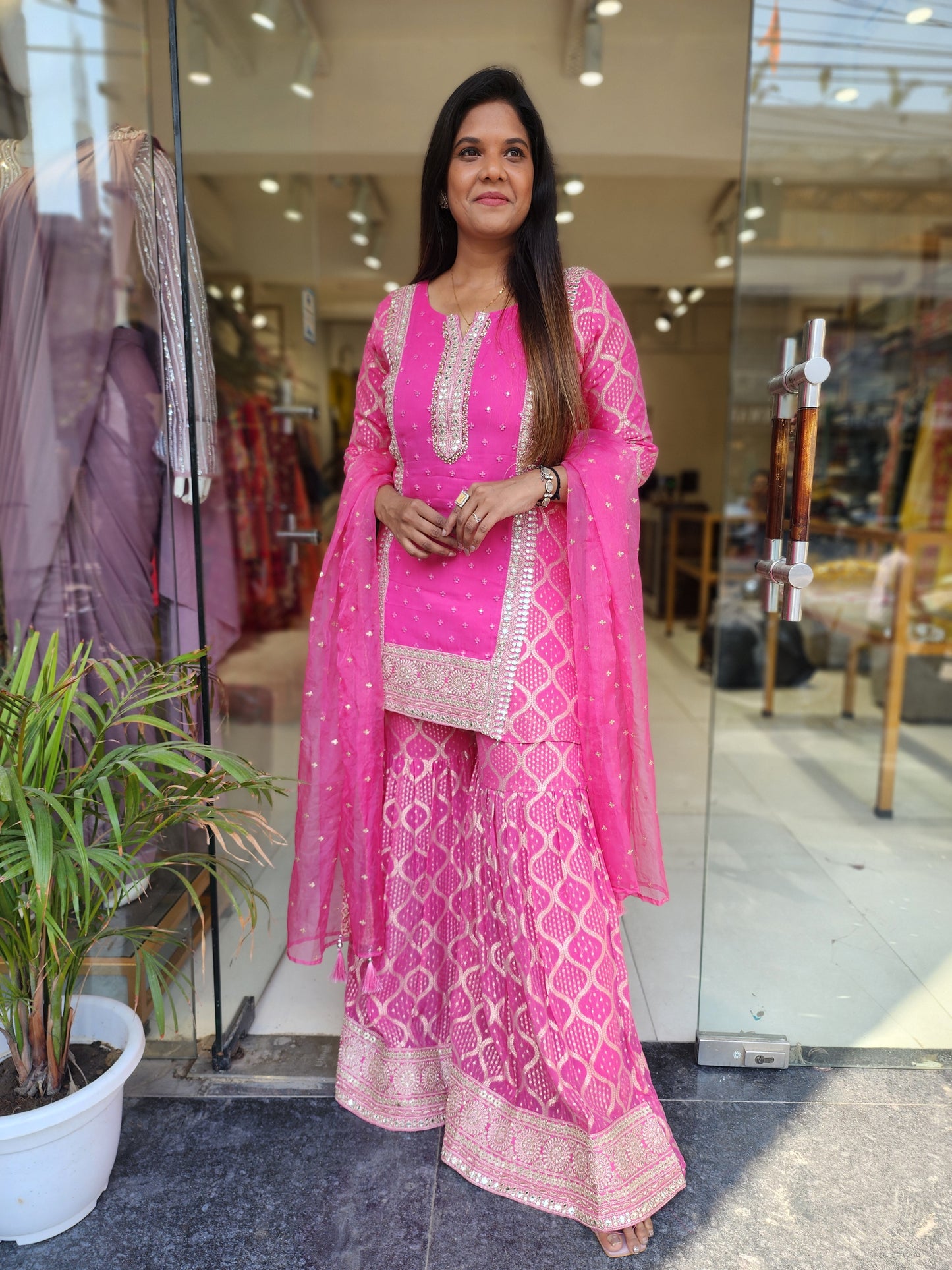 MUMTAZ PINK EMBROIDED GARARA SUIT