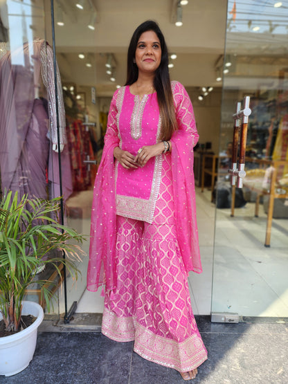 MUMTAZ PINK EMBROIDED GARARA SUIT