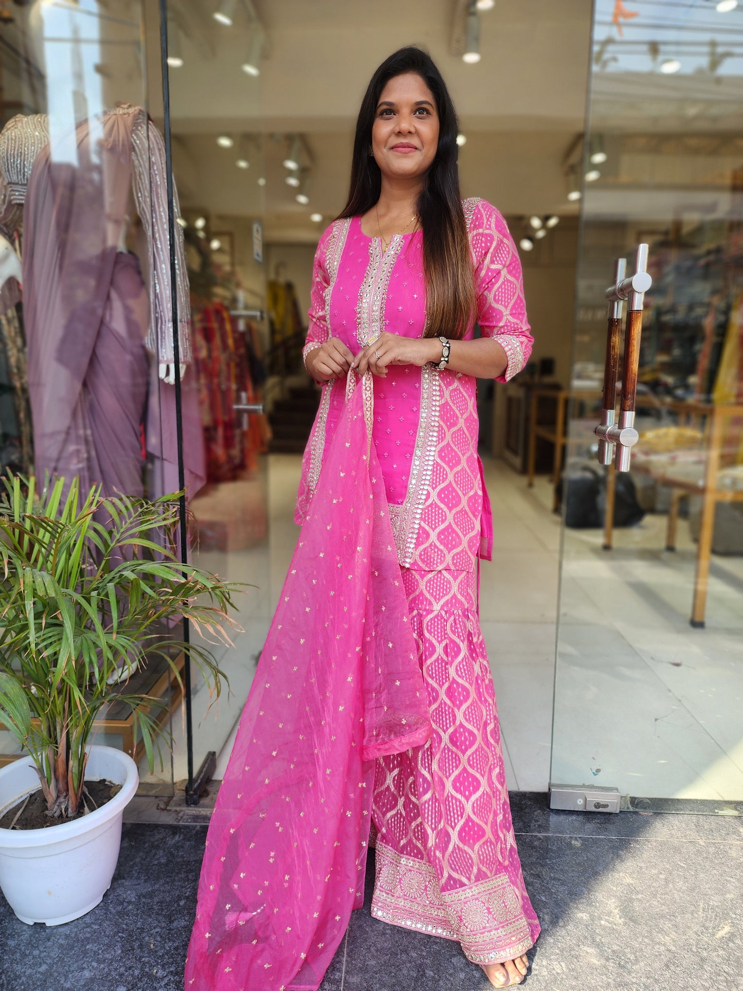 MUMTAZ PINK EMBROIDED GARARA SUIT