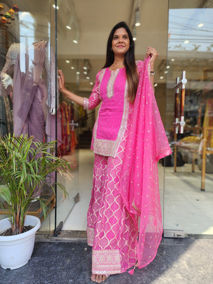 MUMTAZ PINK EMBROIDED GARARA SUIT