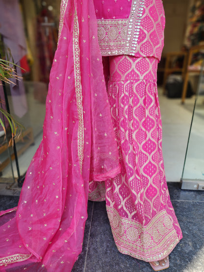 MUMTAZ PINK EMBROIDED GARARA SUIT