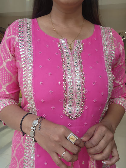 MUMTAZ PINK EMBROIDED GARARA SUIT