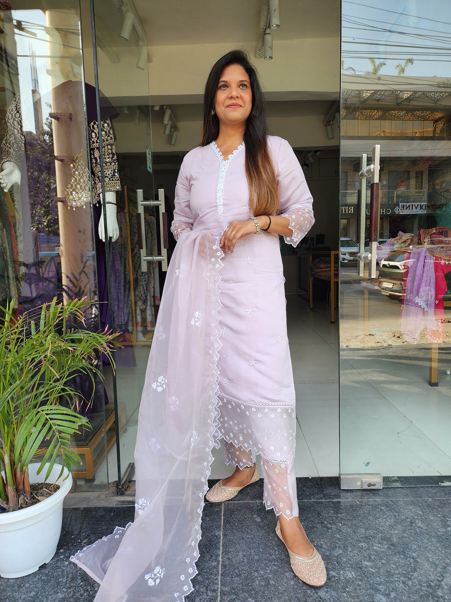 Light pink pakistani straight suit