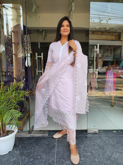 Light pink pakistani straight suit