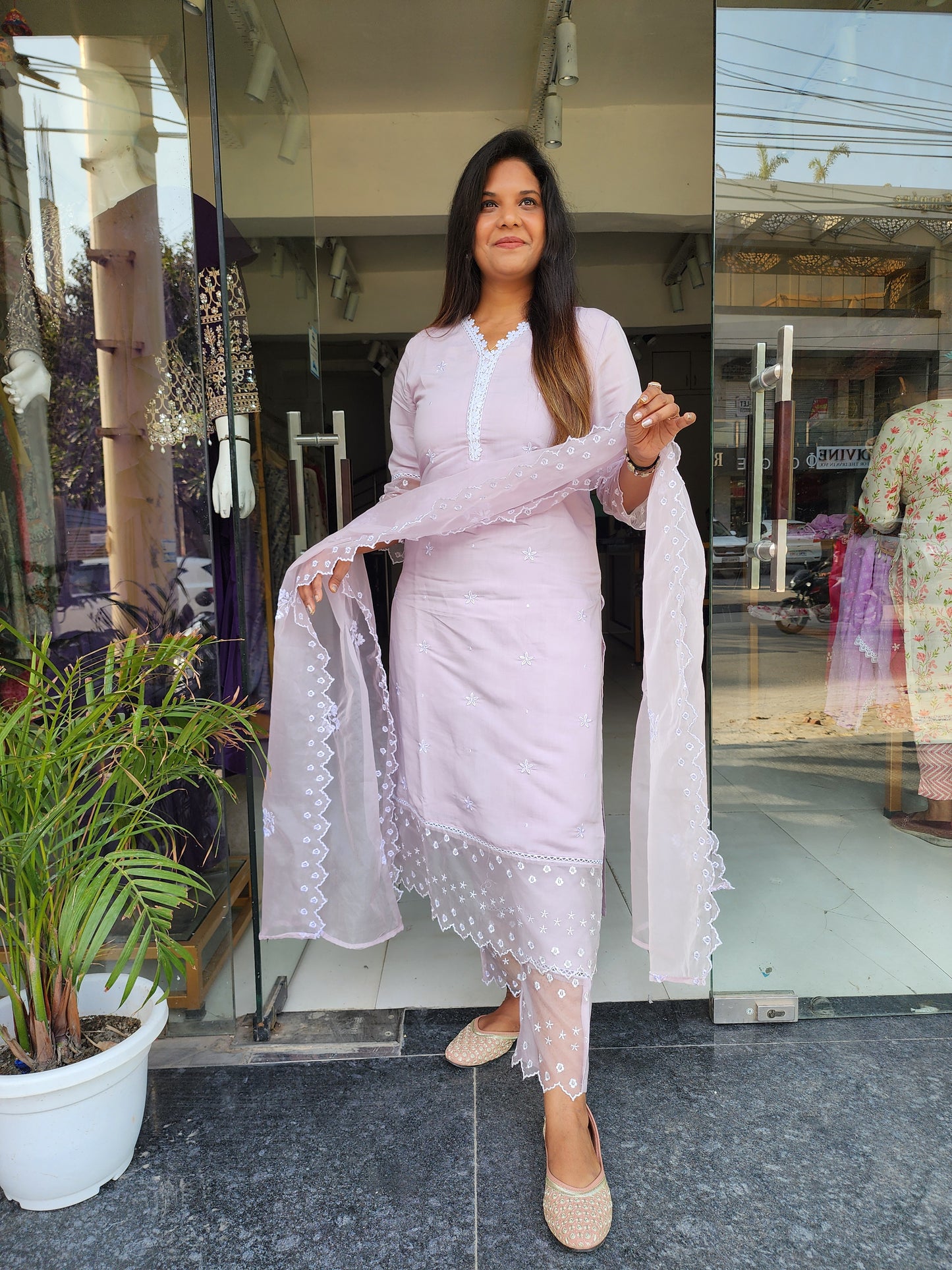 Light pink pakistani straight suit