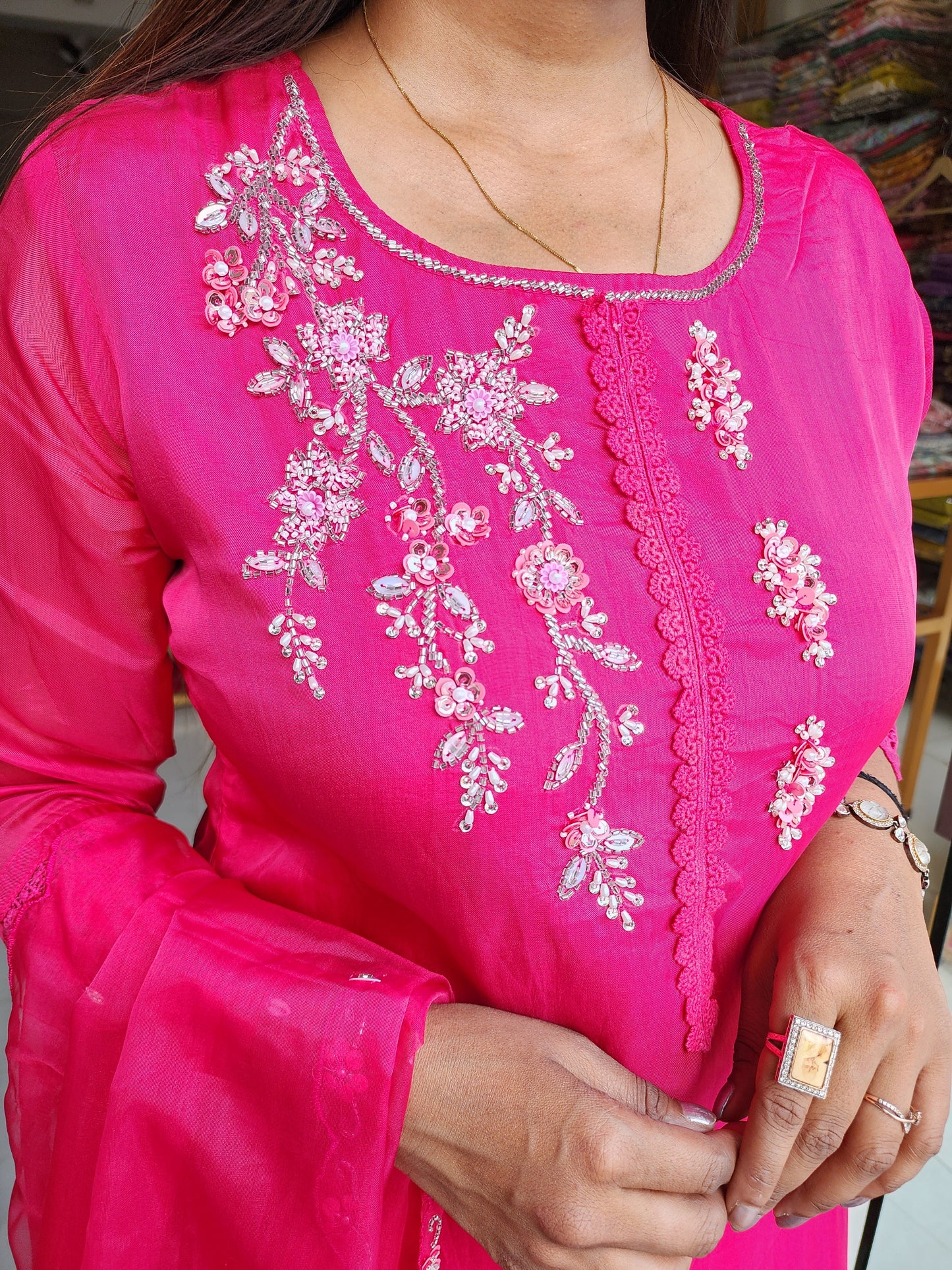 PINK PAKISTANI EMBROIDERED STRAIGHT SUIT