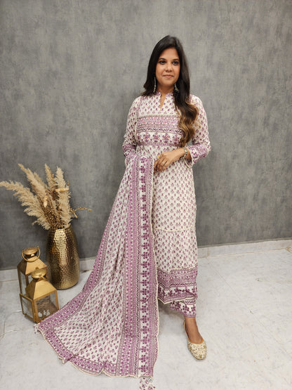 Kayra jaipuri print mull cotton anarkali suit with pants