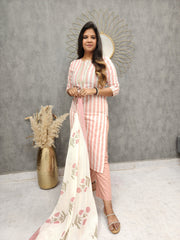 REHMAT PINK STRIPE GOTAPATTI EMBROIDERED STRAIGHT SUIT