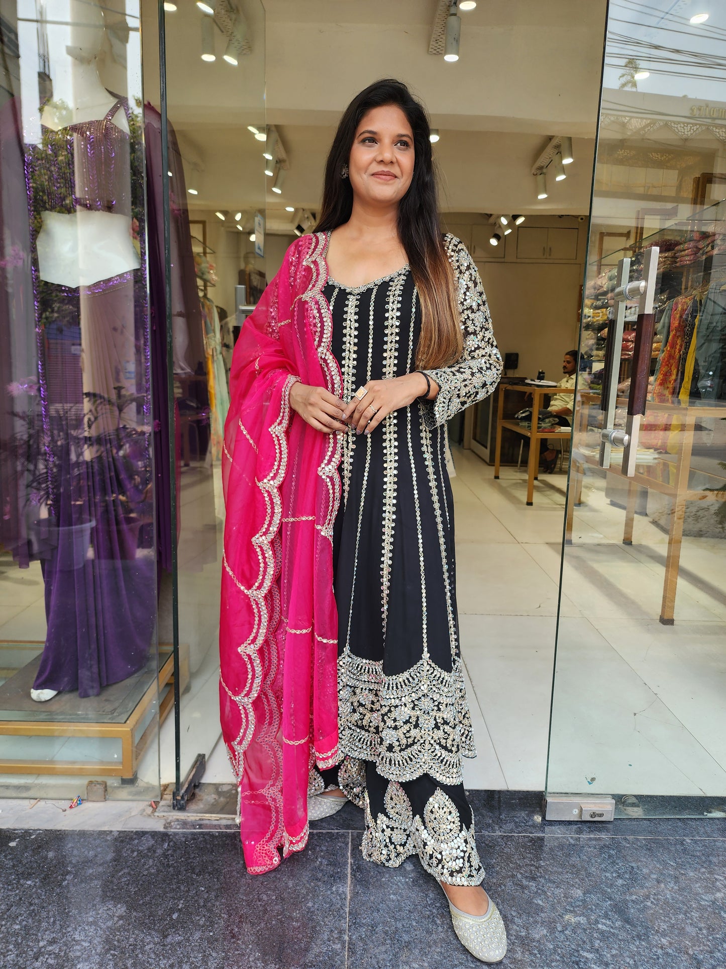 Mahira shirt anarkali suit with plazo