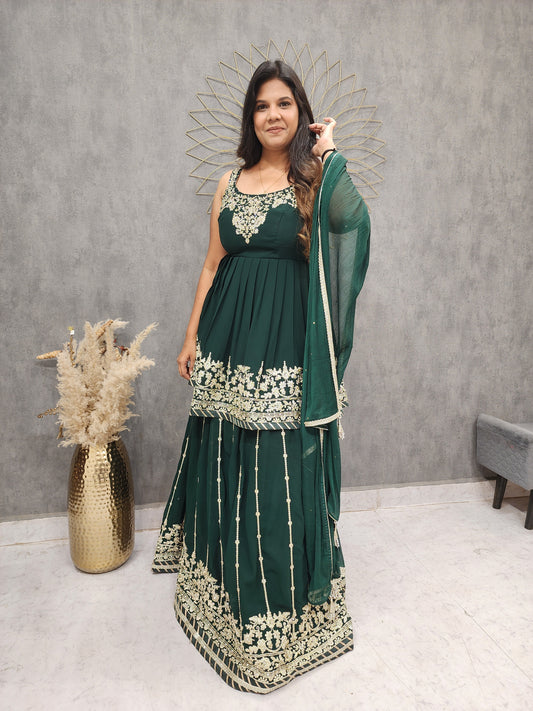 Mehrab green peplum style short anrkali indowestern dress