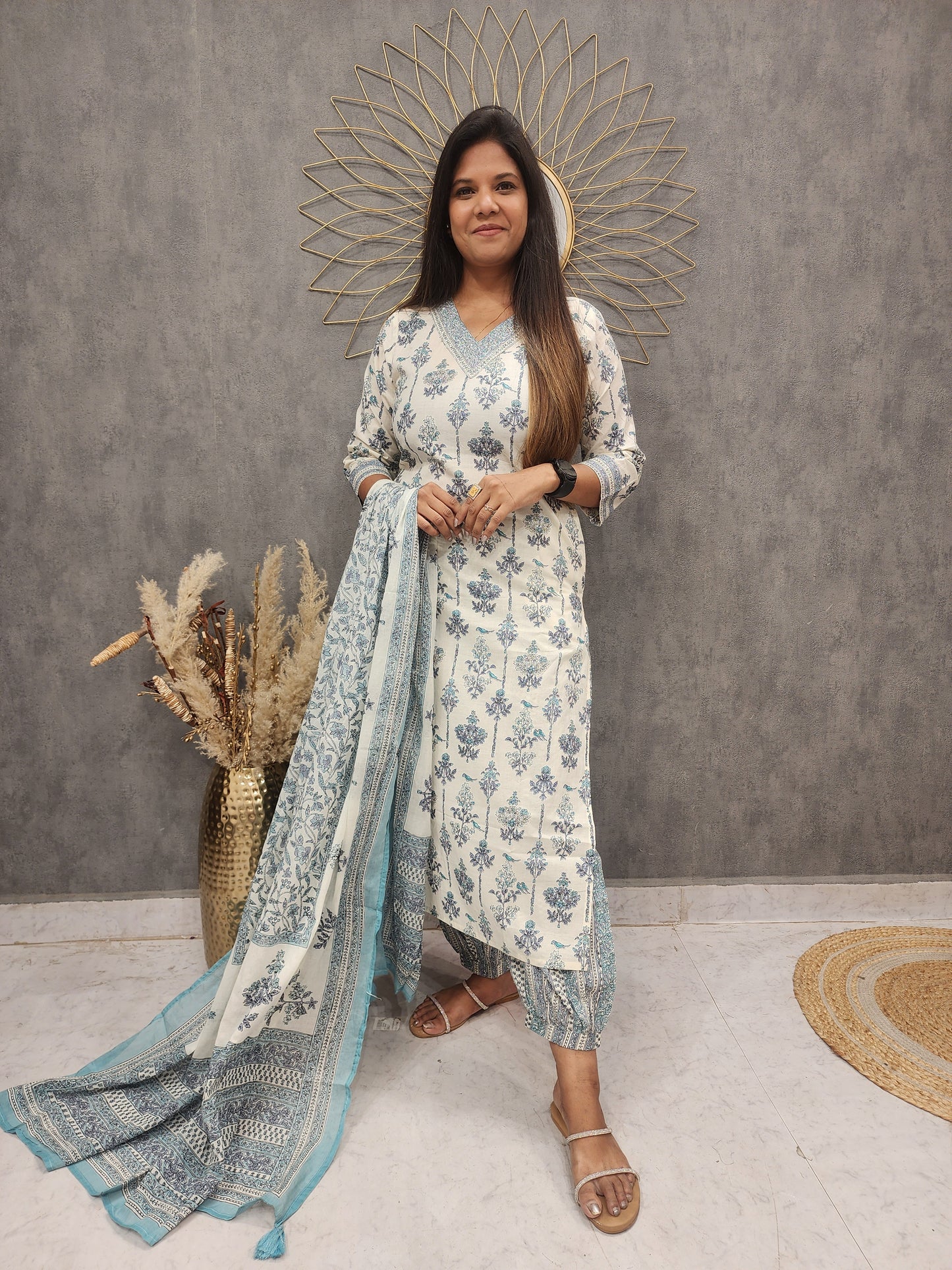 Saadgi jaipuri print afghani suit