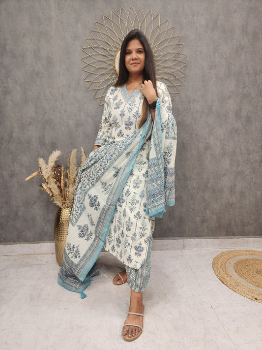 Saadgi jaipuri print afghani suit