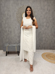 IVORY WHITE EMBROIDERED STRAIGHT SUIT