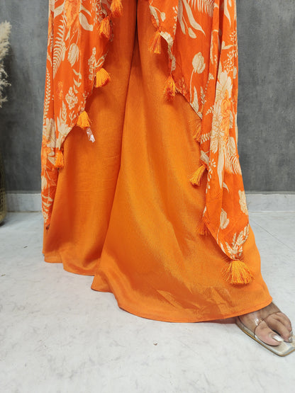 Deepika orange 3pc indowestern suit