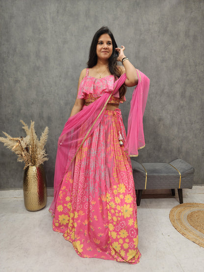 Pop up pink printed lehenga