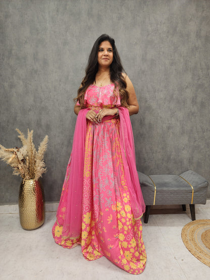 Pop up pink printed lehenga