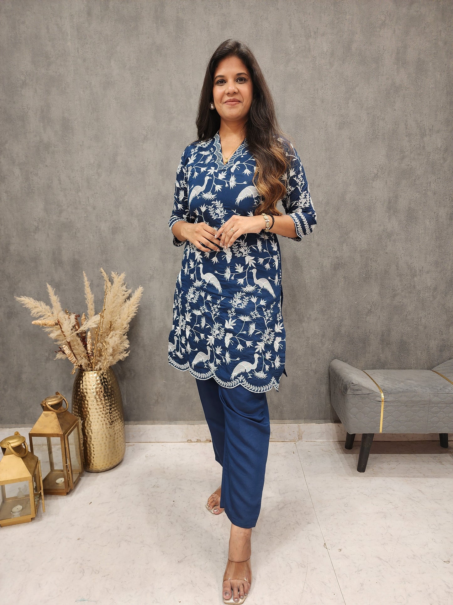 Sejal blue bird embroidered co-ord set