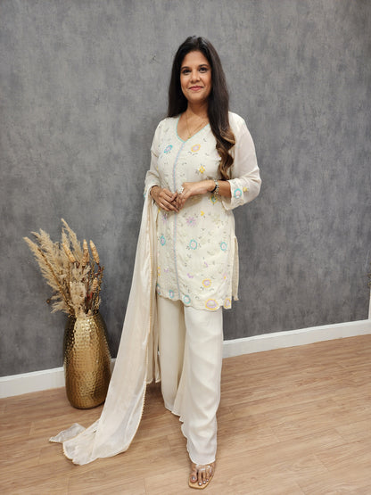 Rakul creme embellished sharara co-ord suit