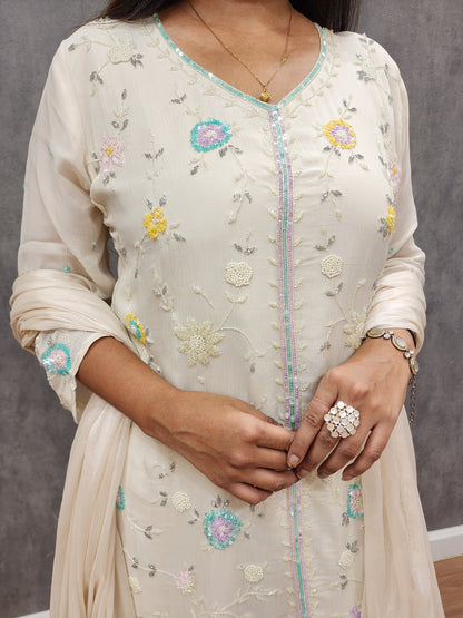 Rakul creme embellished sharara co-ord suit