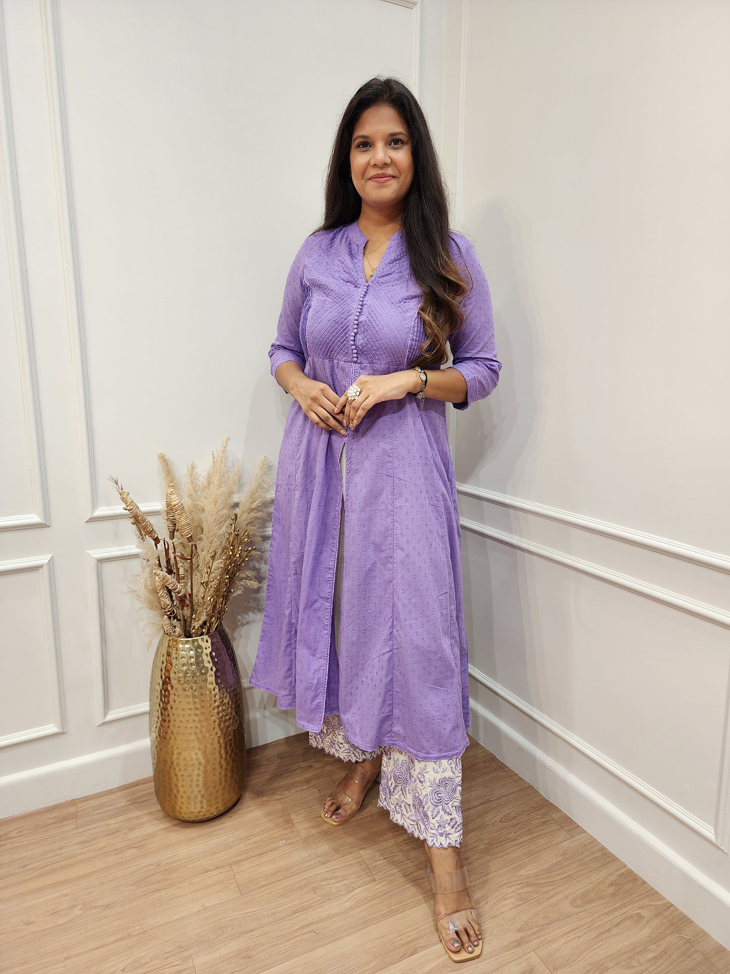 Aarya purple centre slit Embroided co-ord set