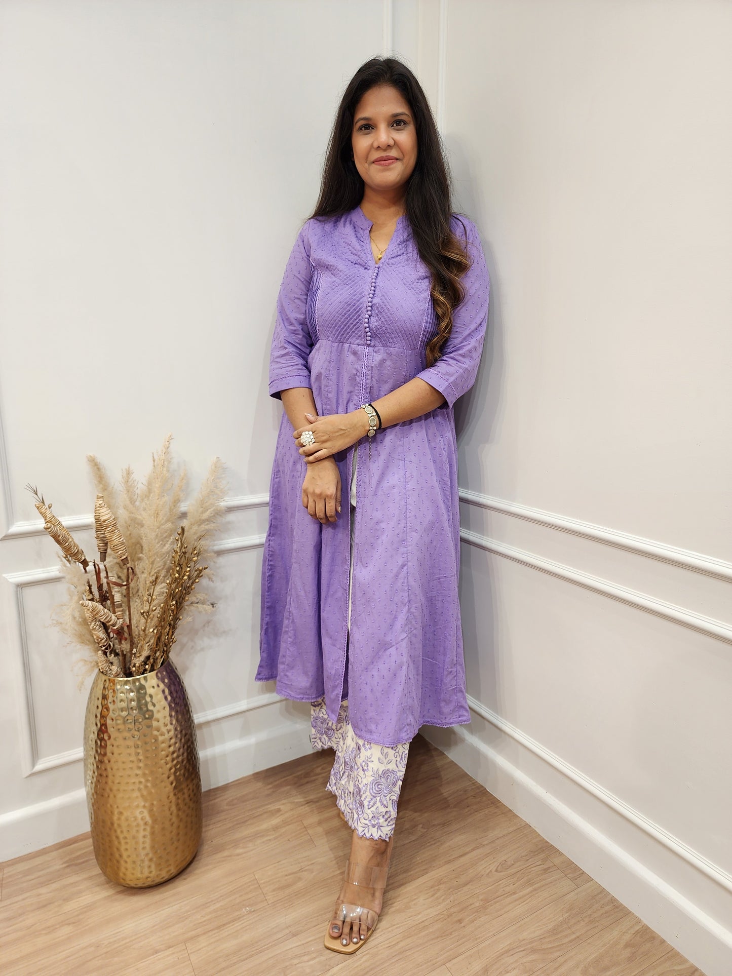 Aarya purple centre slit Embroided co-ord set