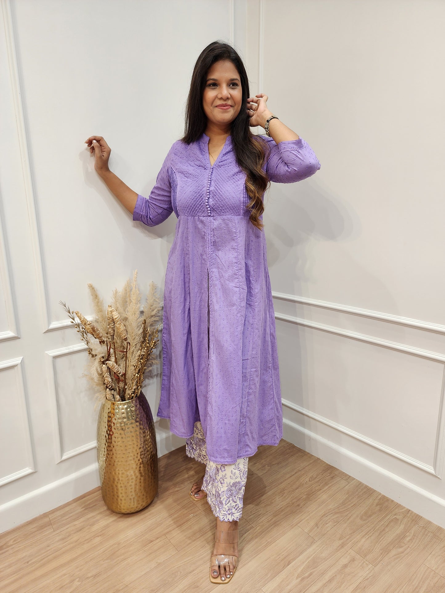 Aarya purple centre slit Embroided co-ord set